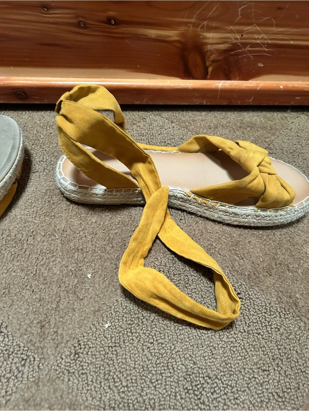 Old Navy Yellow Bow Espadrille Tie-Back Flats